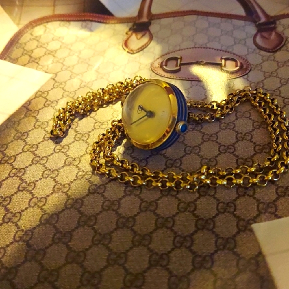 Gorgeous Gucci sphere ball watch necklace, early 80's, great working condition!
